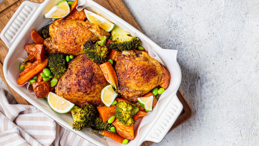 Healthy Weight Watchers chicken dinner with vegetables on a plate