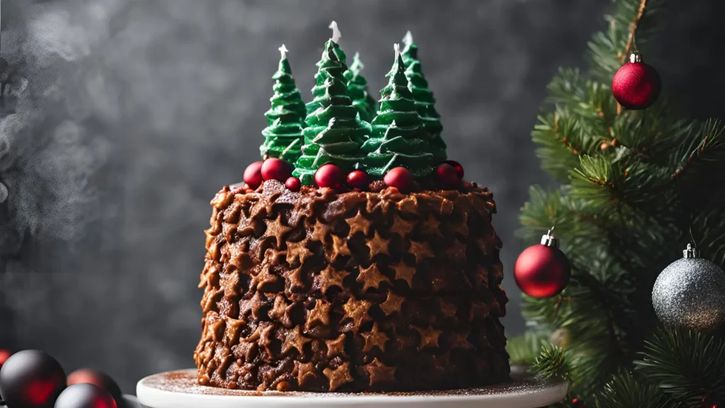 Homemade Christmas tree cakes decorated with white chocolate and sprinkles