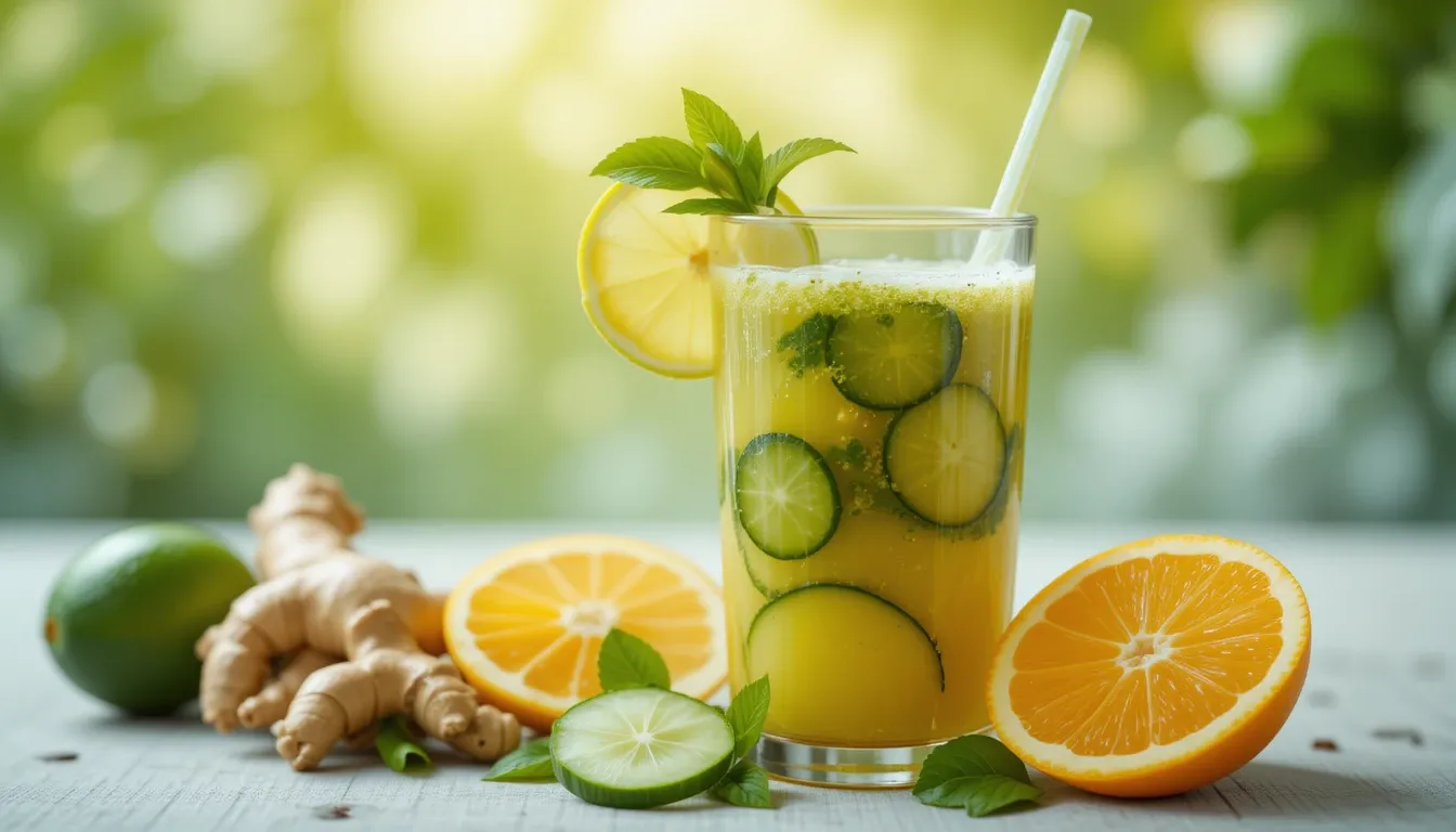 Best belly fat burning juice recipes with ingredients like ginger, cucumber, and citrus fruits.